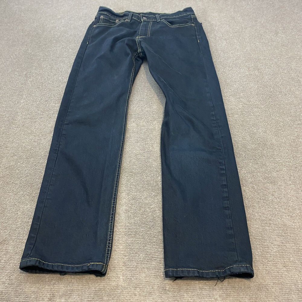 Levis 505 Jeans Mens 30 Straight Leg Black Distressed Denim Measures 30x30